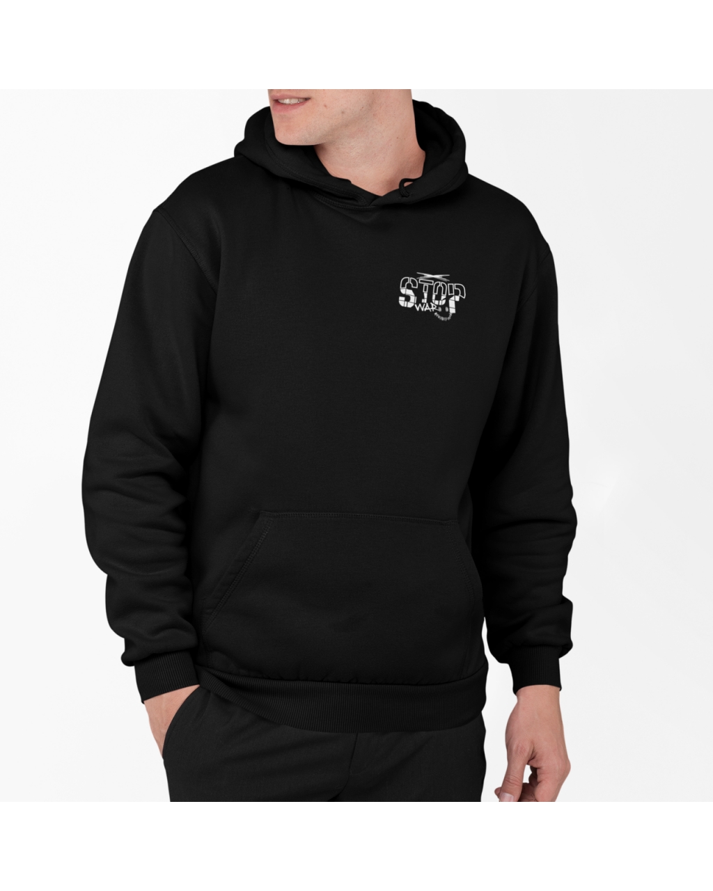 Худі теплий чоловічий із принтом Stop Mishe 330044 чорний