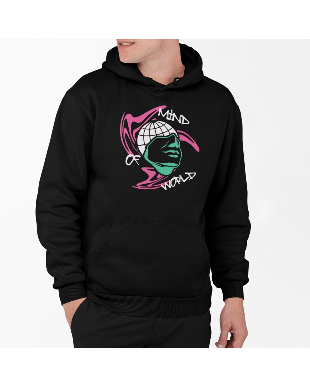 Толстовка тепла чоловіча з принтом Mind of World Mishe 330039 чорна