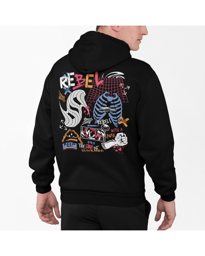 Худі стильний чоловічий тринитка Rebel Mishe 330043 чорний