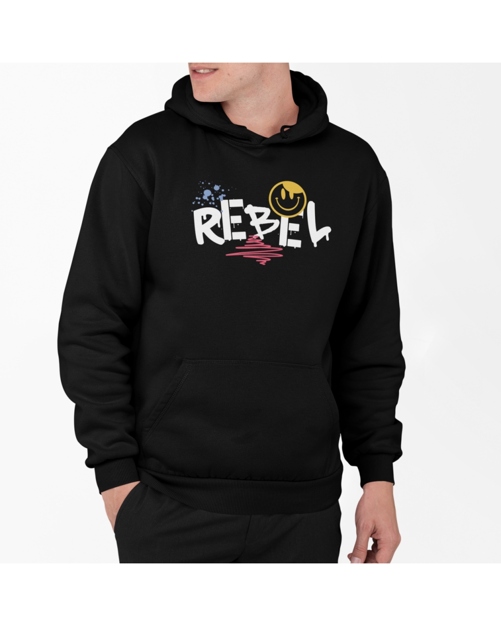 Худи стильный мужской трёхнитка Rebel Mishe 330043 черный