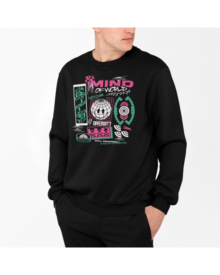 Теплий чоловічий світшот Mind of world (чорний)