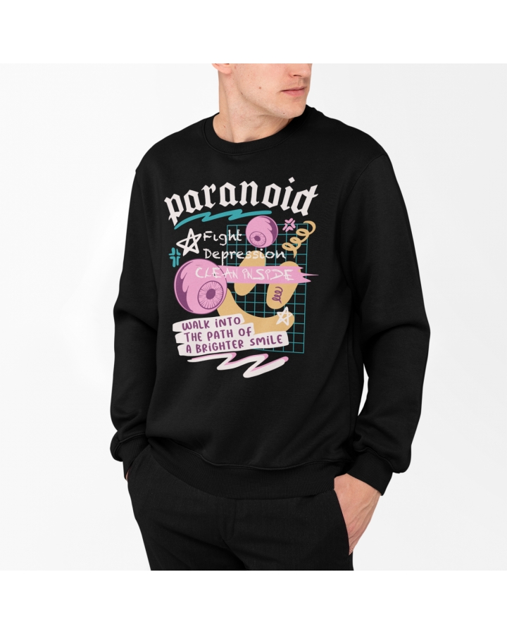 Чоловічий світшот стильний теплий Paranoid (чорний)