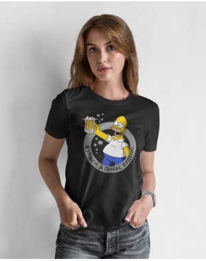 Футболка жіноча принтована з гомером mishe 2000338 чорна
