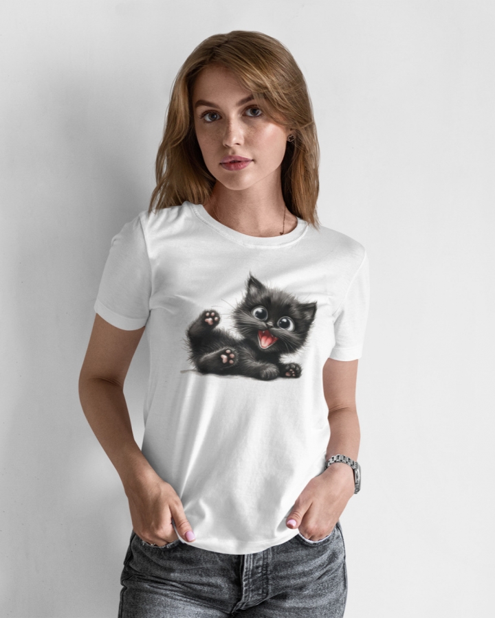 Женская футболка с котом  mishe 2000400 белая