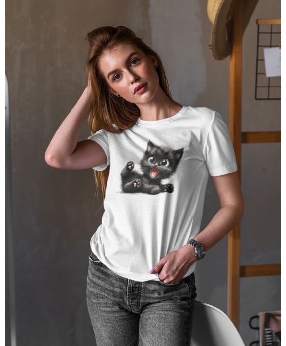 Женская футболка с котом  mishe 2000400 белая