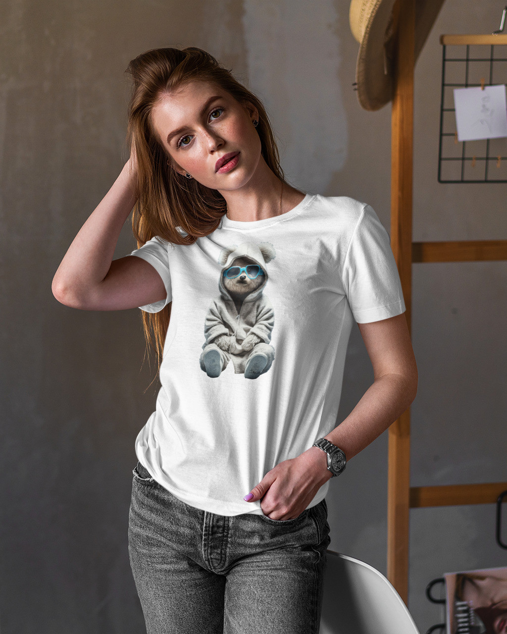 Футболка женская принтованная мишки Mishe 200040040 белая