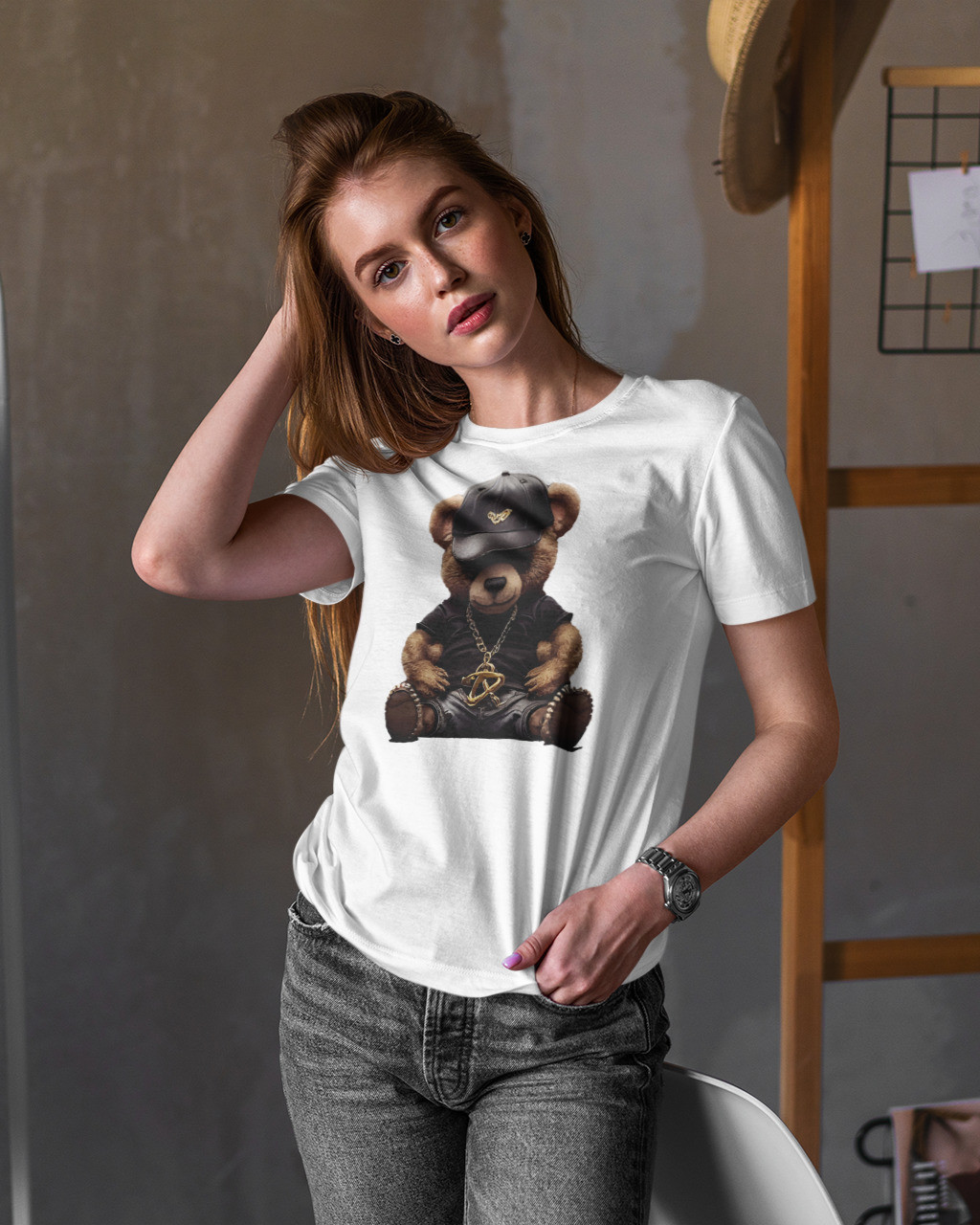 Повседневная женская футболка мишки Taddy Mishe 2000400342 белая