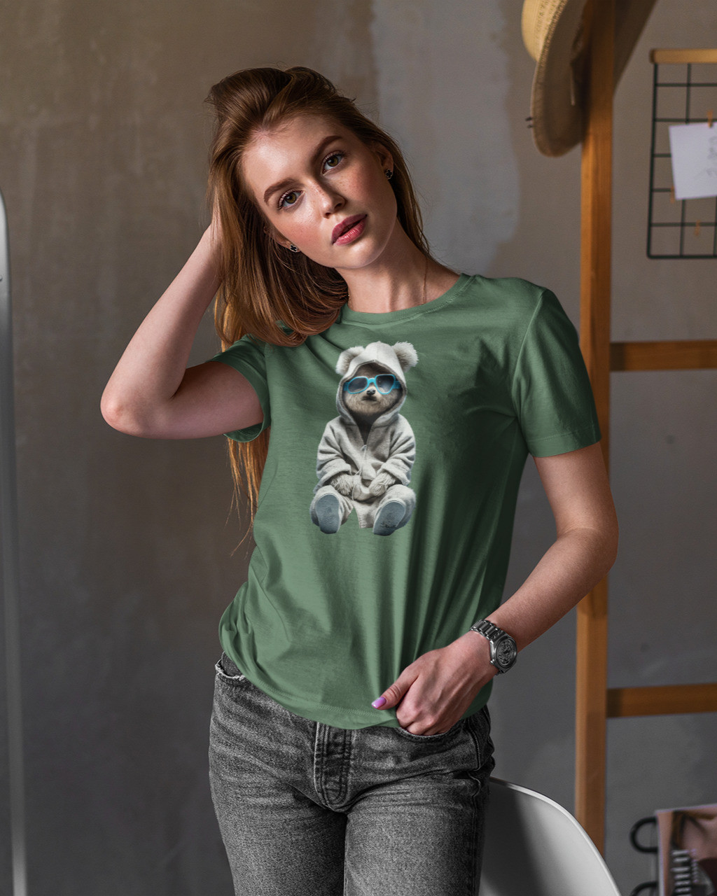 Жіноча стильна футболка ведмедики Taddy Mishe 200040040 хакі