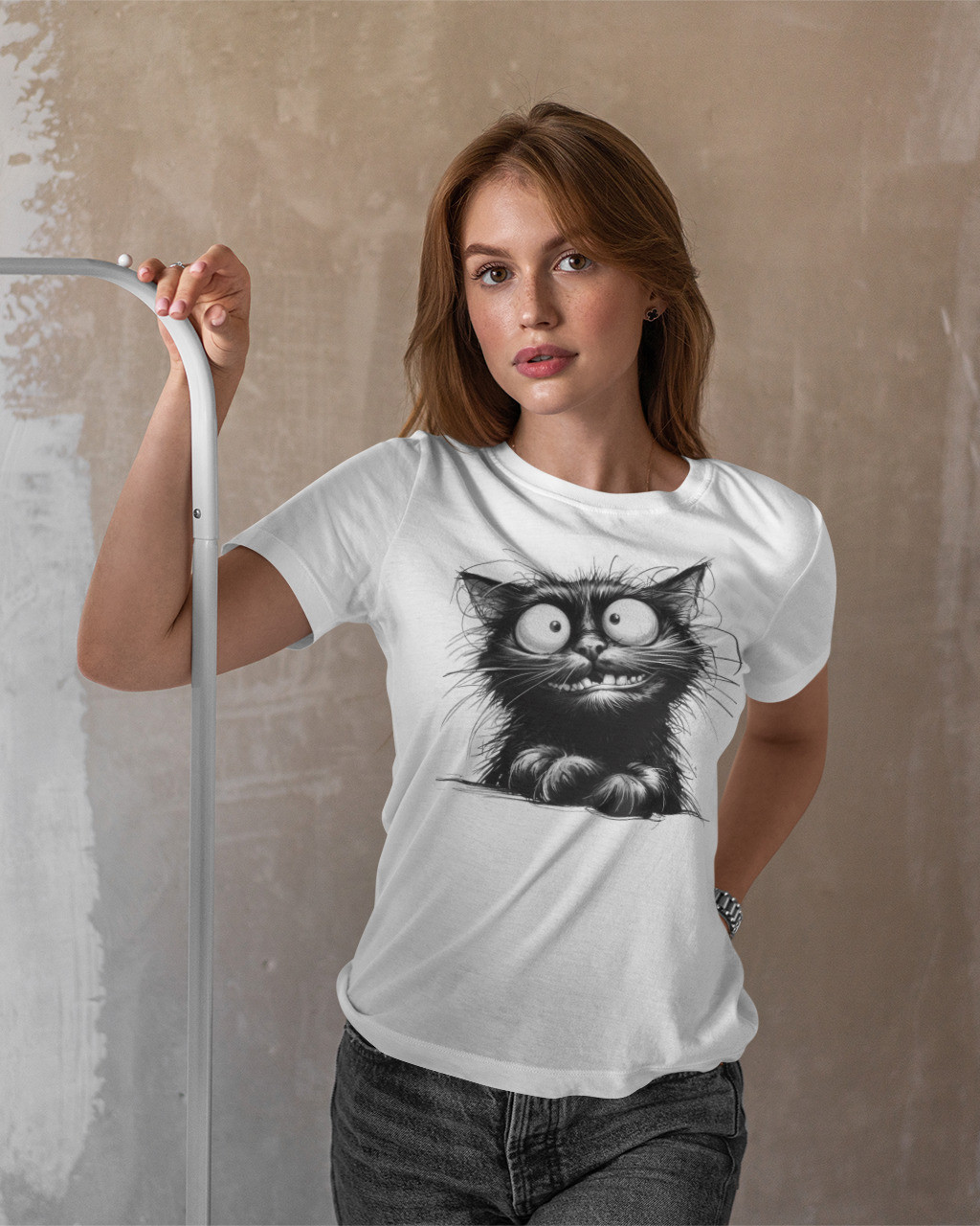 Футболка жіноча з котом mishe 2000407 біла