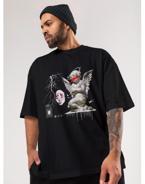 Чоловіча футболка оверсайз Mishe Urban 113007 чорна велика щільність