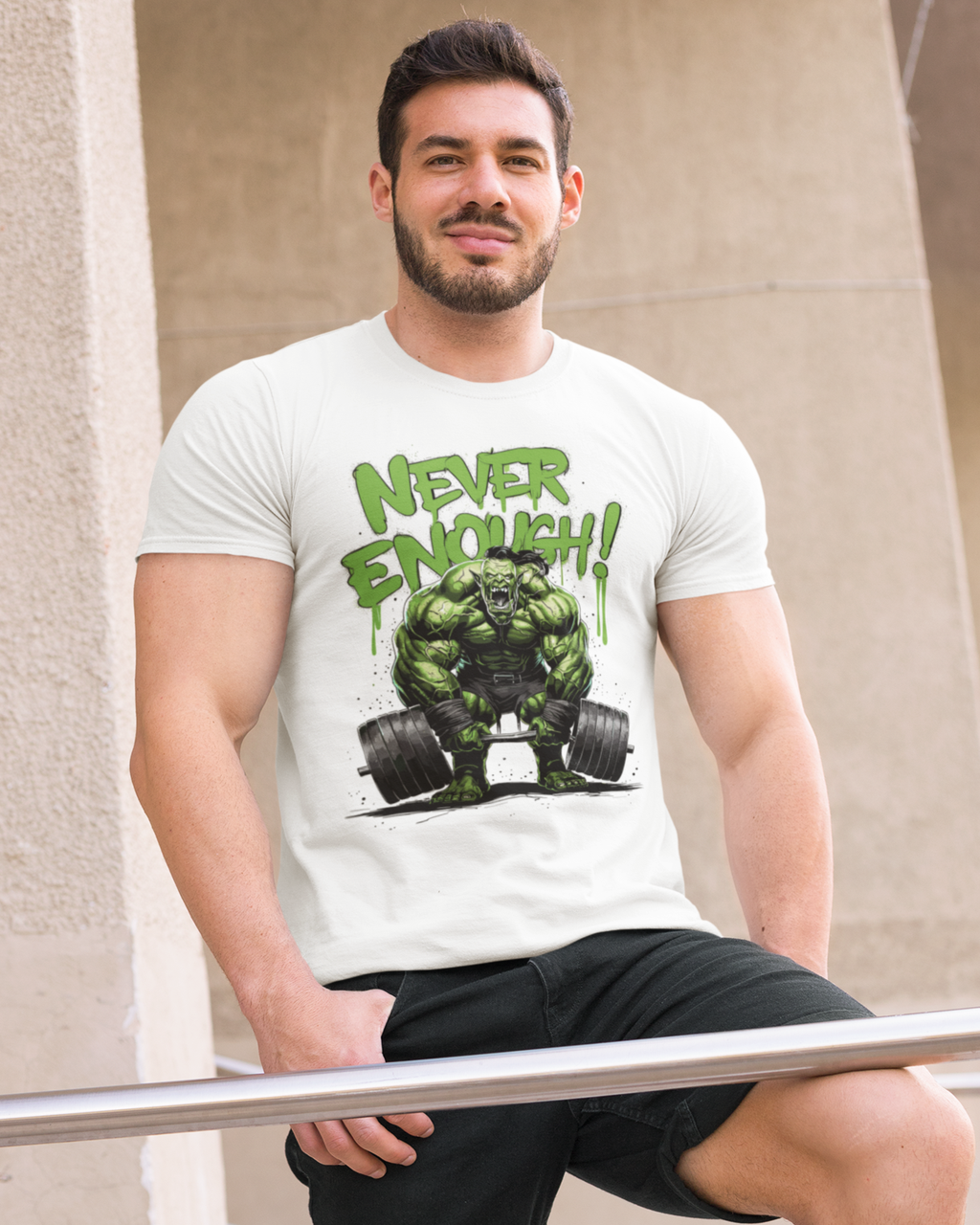 Чоловіча спортивна футболка "NEVER ENOUGH" Mishe 11320014-1 біла