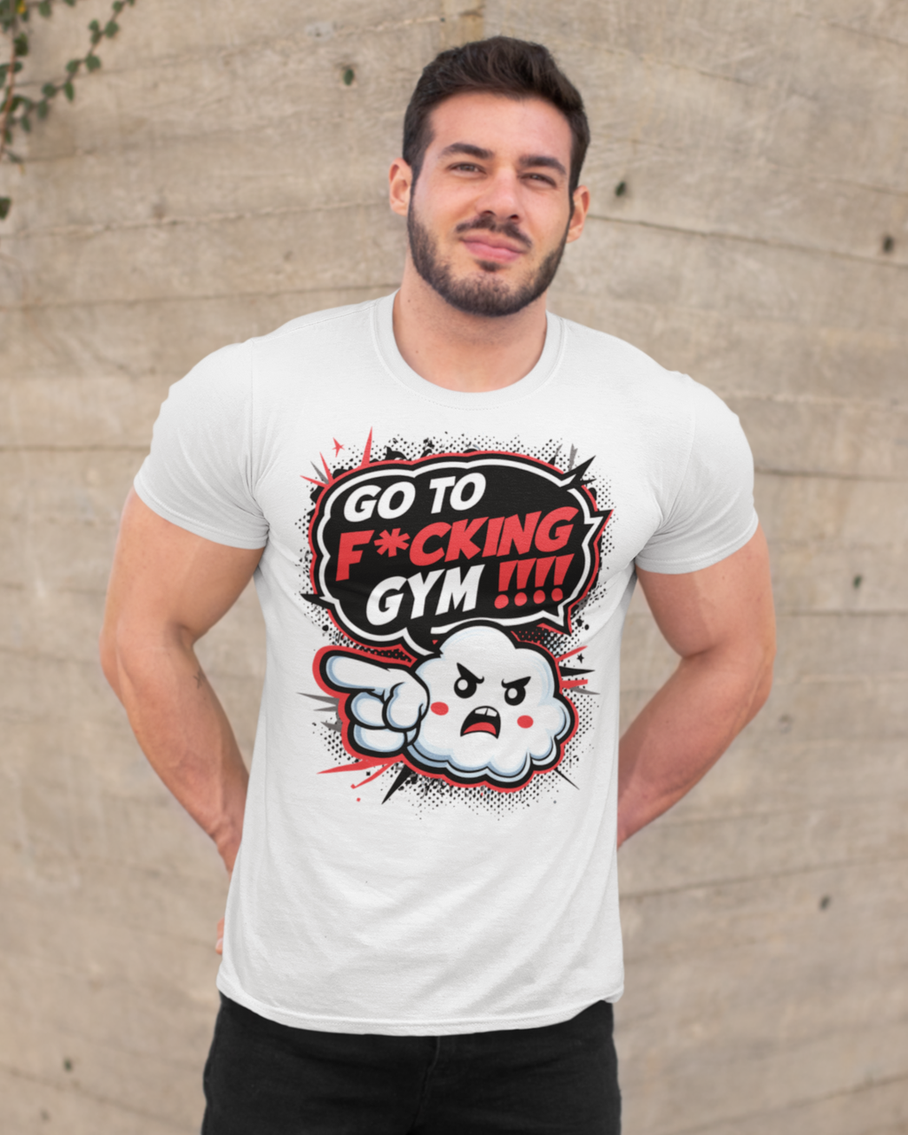 Мужская спортивная футболка "Go to F*cking gym!!" Mishe 11320015-1 белая