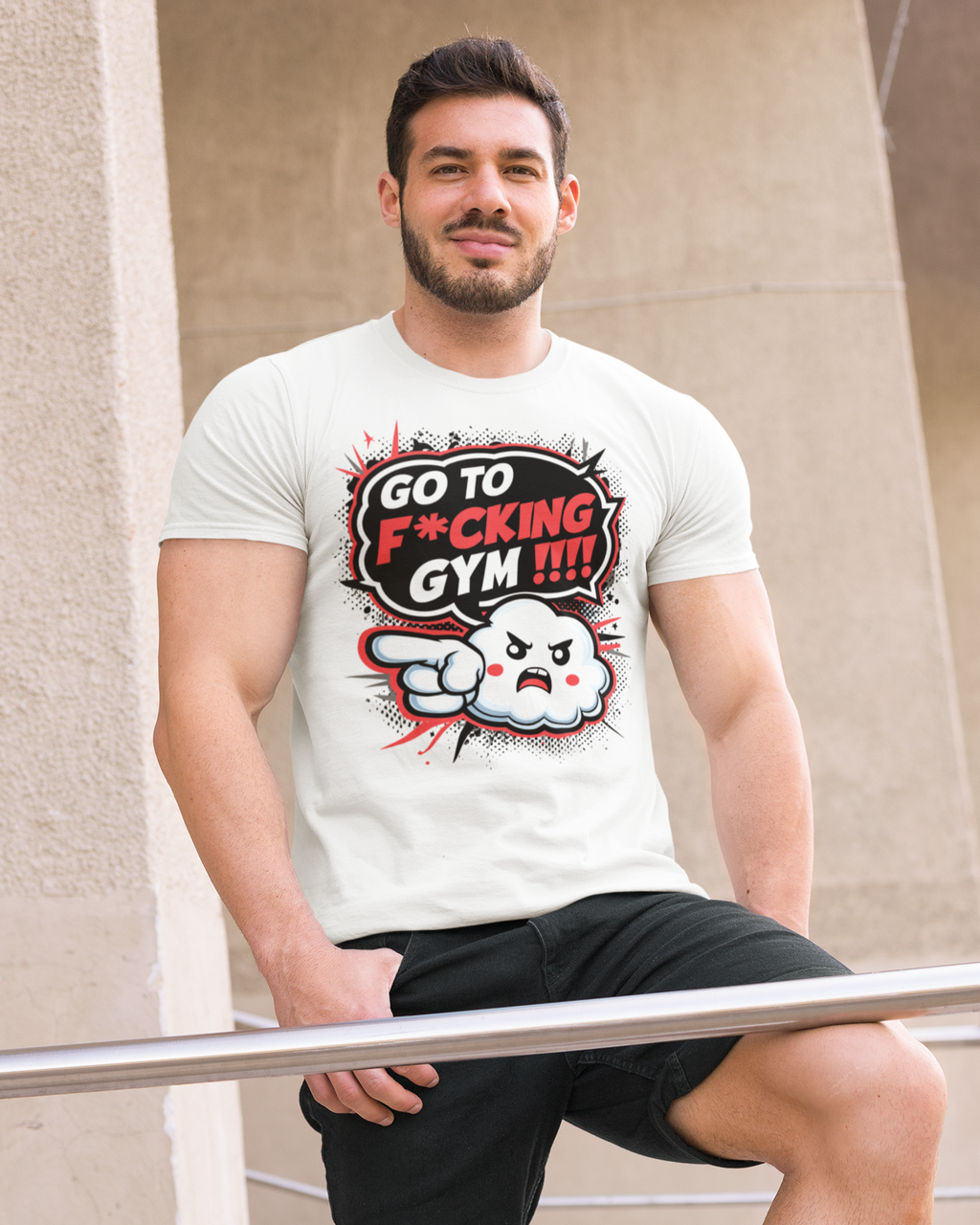 Мужская спортивная футболка "Go to F*cking gym!!" Mishe 11320015-1 белая