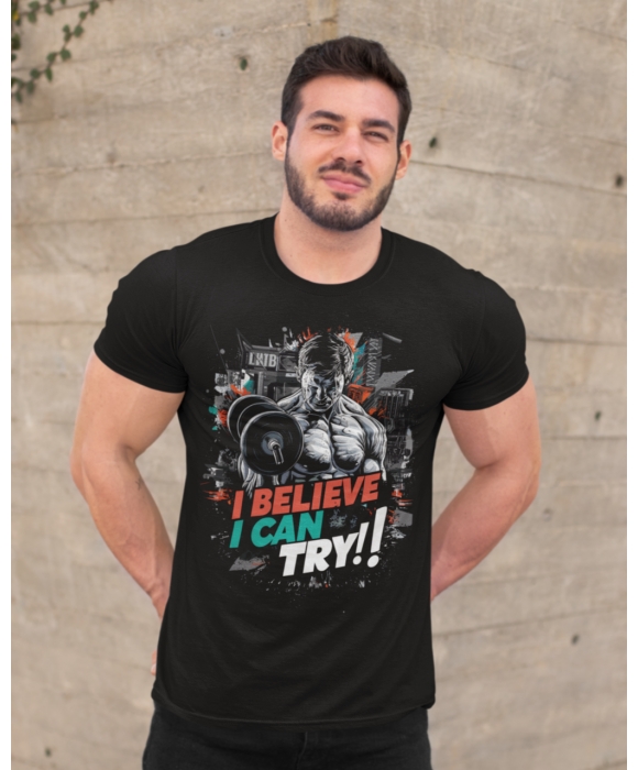 Мужская спортивная футболка "I believe i can try" Mishe 11320019 черная