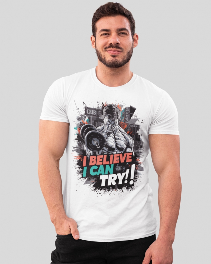 Чоловіча спортивна футболка "I believe i can try" Mishe 11320019-1 біла