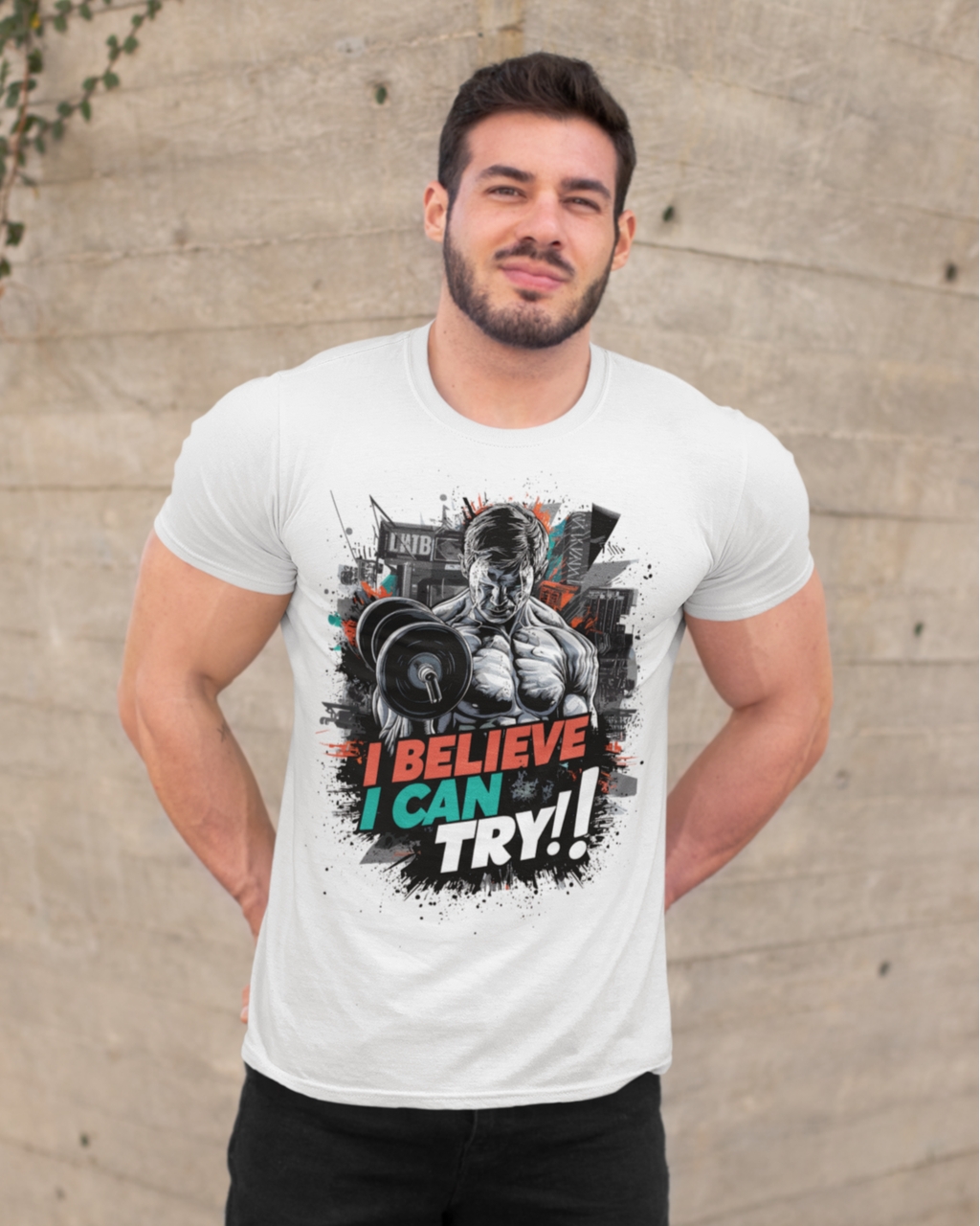 Мужская спортивная футболка "I believe i can try" Mishe 11320019-1 белая