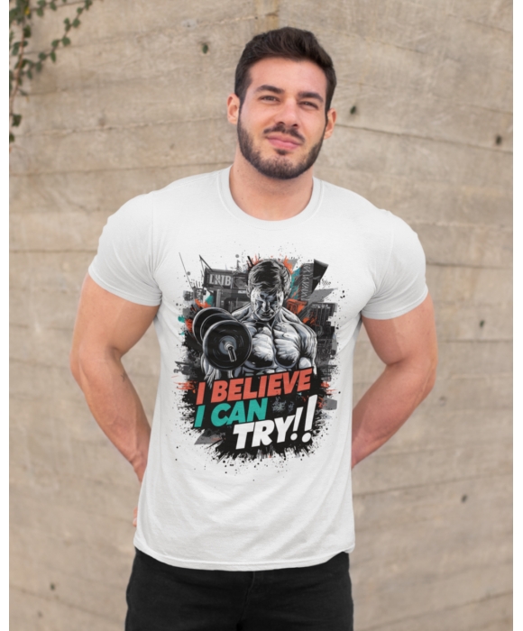 Чоловіча спортивна футболка "I believe i can try" Mishe 11320019-1 біла