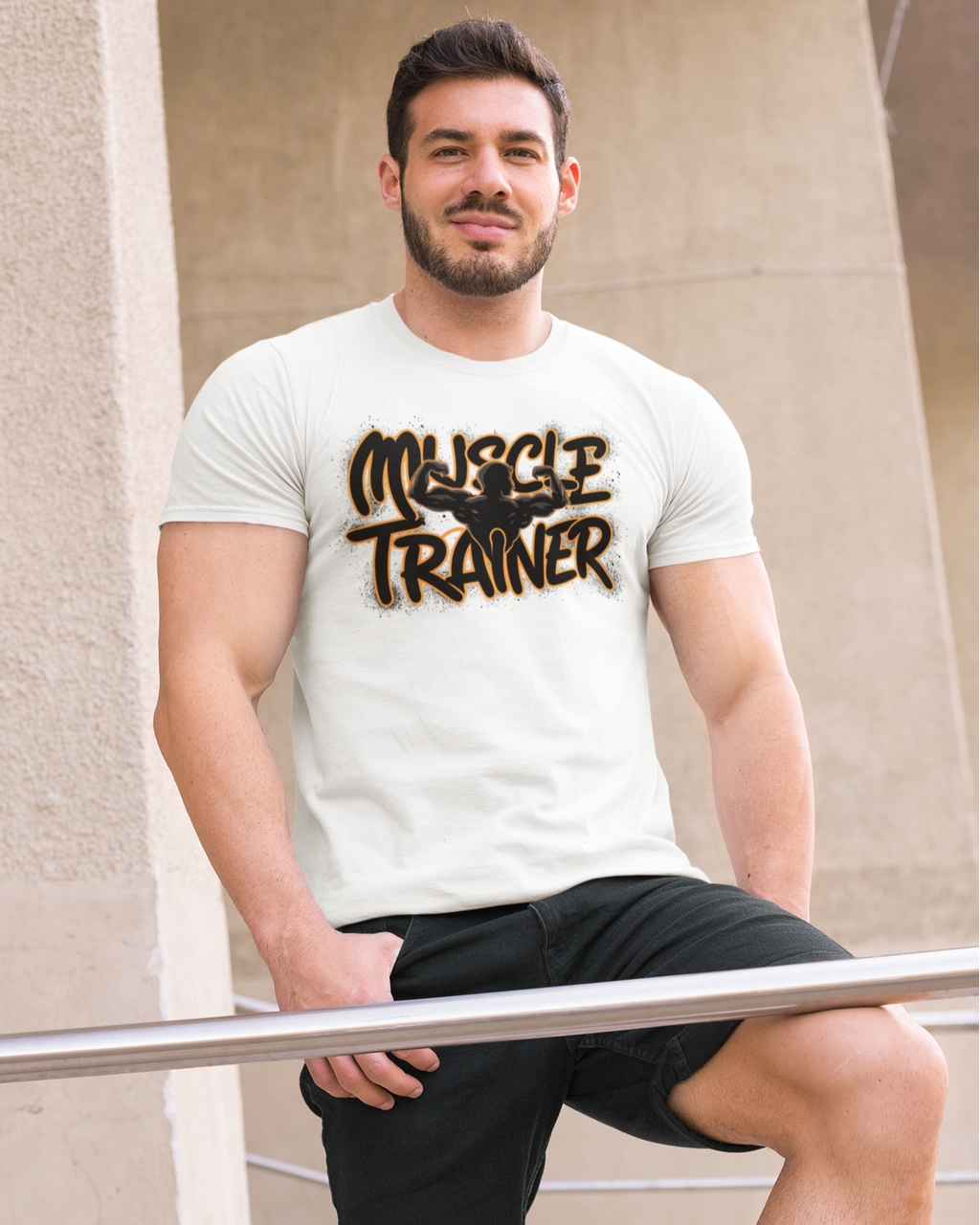 Чоловіча спортивна футболка "Muscle Trainer" Mishe 11320024-1 біла