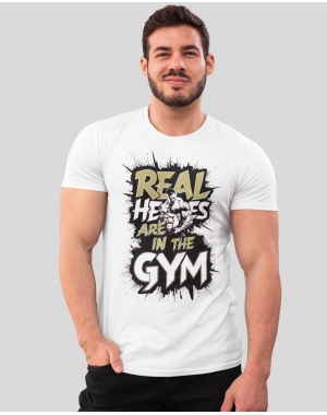 Чоловіча спортивна футболка "Real heroes are in the GYM" Mishe 11320027-1 біла