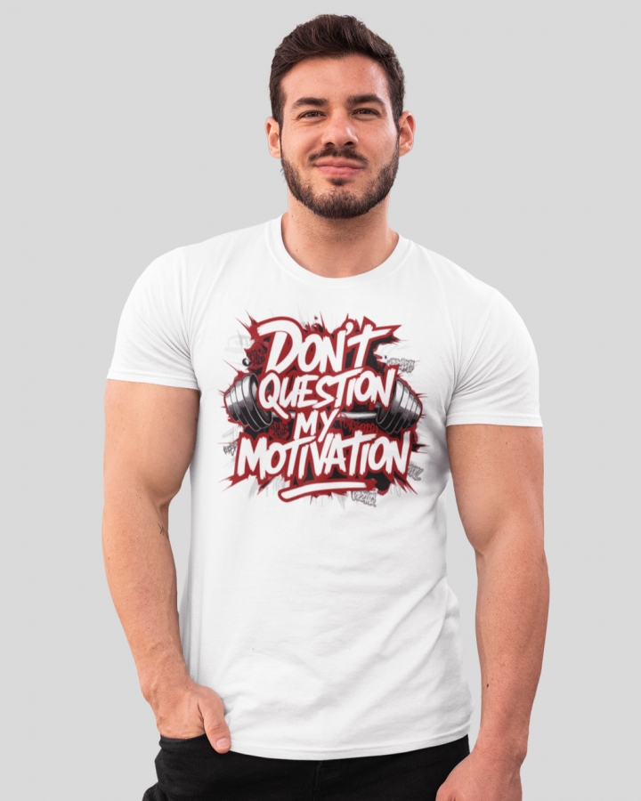 Мужская спортивная футболка "Dont question my motivation!" Mishe 11320029-1 белая