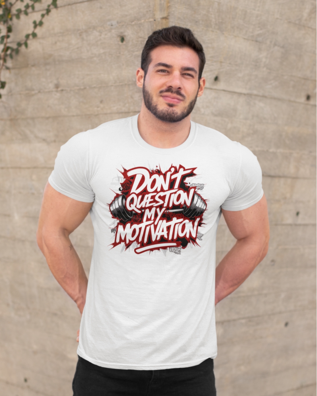 Мужская спортивная футболка "Dont question my motivation!" Mishe 11320029-1 белая