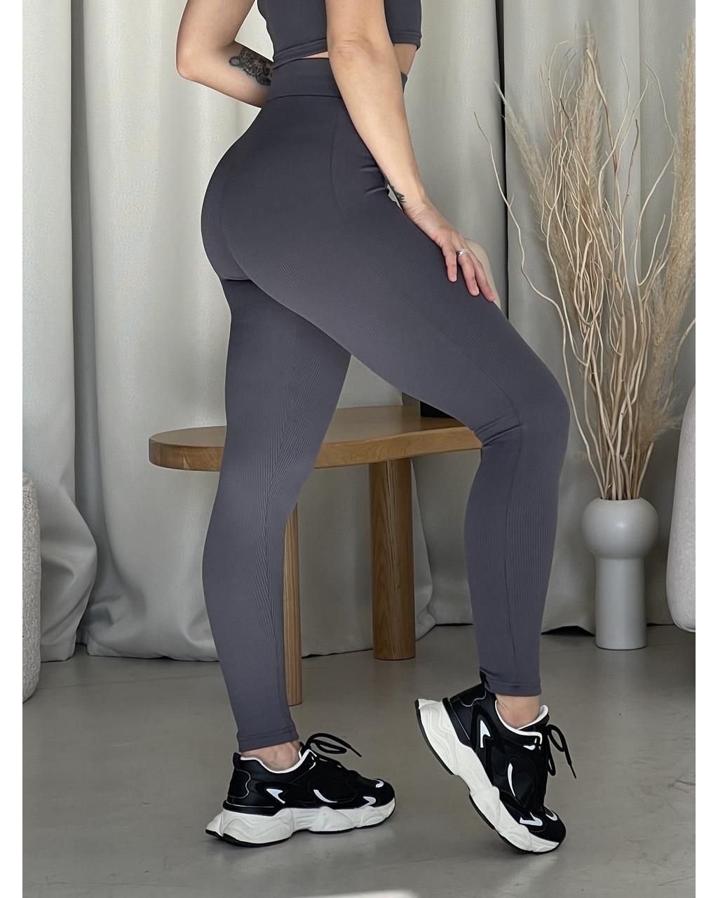 Сірі лосини з високою талією та рубчиковою Ponto 60000282