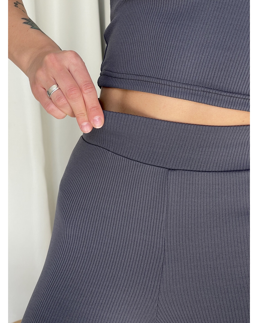 Сірі лосини з високою талією та рубчиковою Ponto 60000282