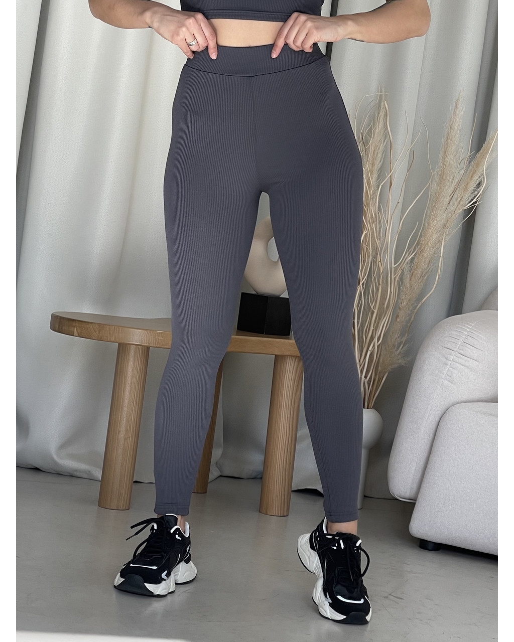 Сірі лосини з високою талією та рубчиковою Ponto 60000282