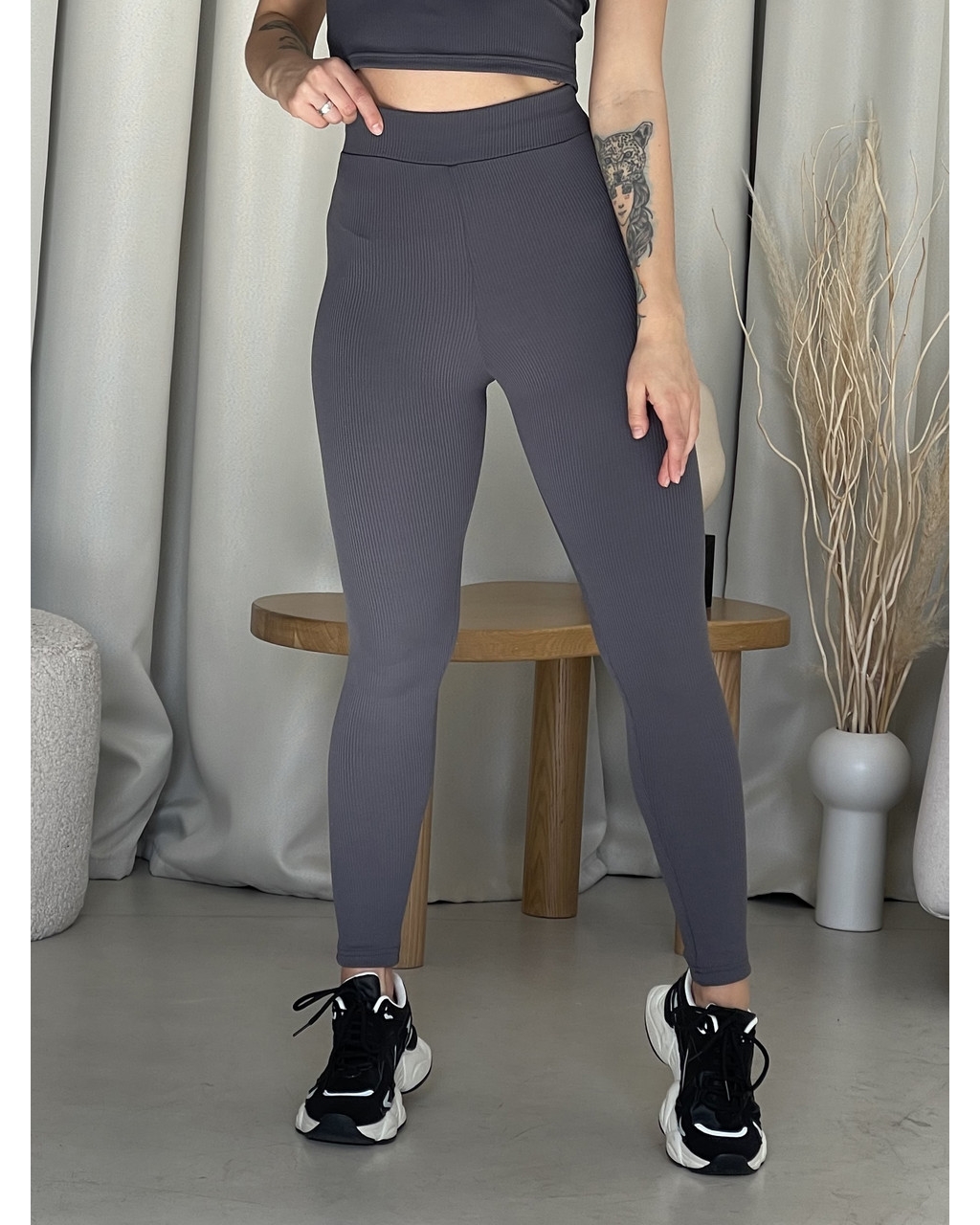 Сірі лосини з високою талією та рубчиковою Ponto 60000282