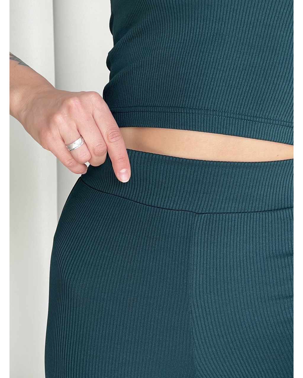 Лосини у смужку з високою талією зеленого кольору Ponto 6000283