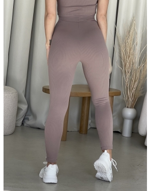 Бежеві лосини у рубчик з високою посадкою Ponto 600000284