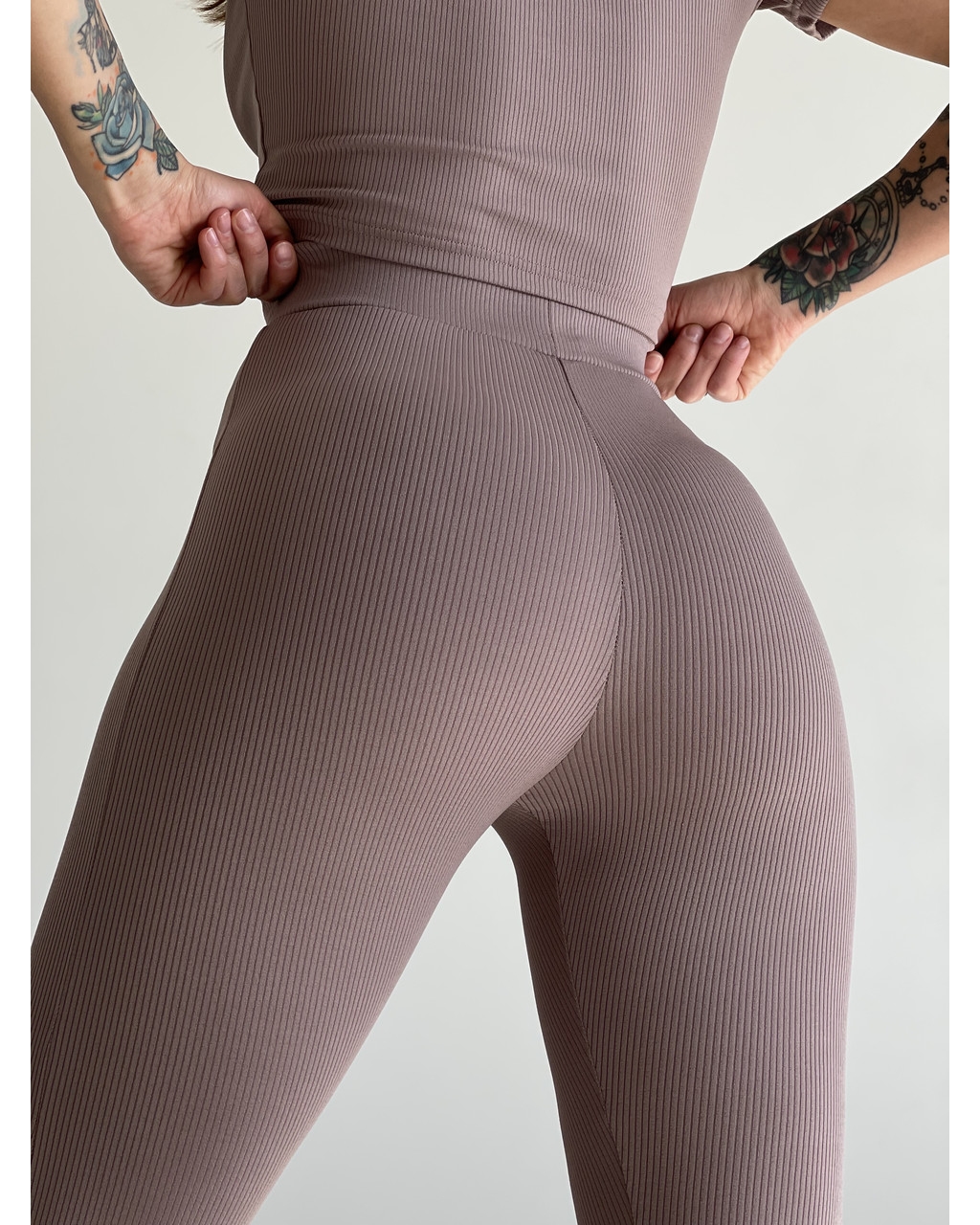 Бежеві лосини у рубчик з високою посадкою Ponto 600000284