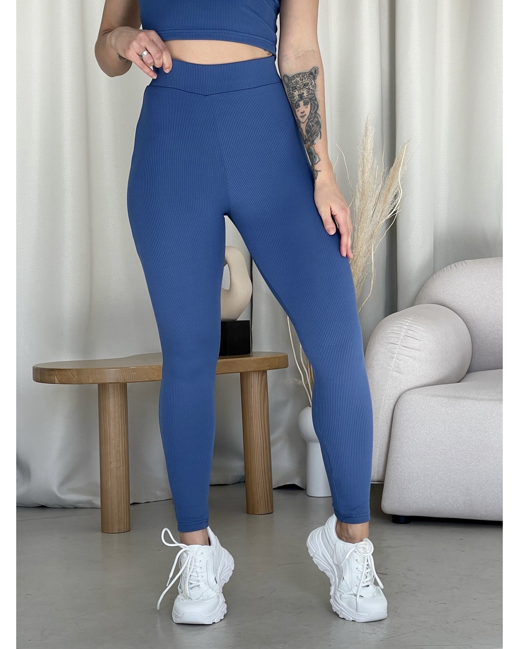 Сині лосини з високою талією та рубчиковою фактурою Ponto 600000285