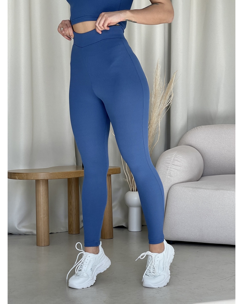 Сині лосини з високою талією та рубчиковою фактурою Ponto 600000285