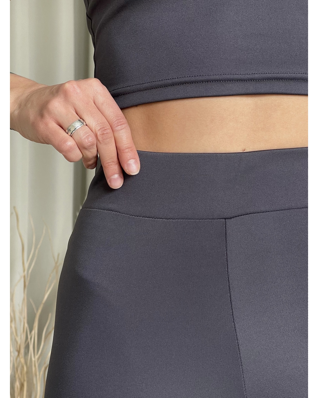 Гладкие лосины с высокой посадкой серые Napoli 600000302