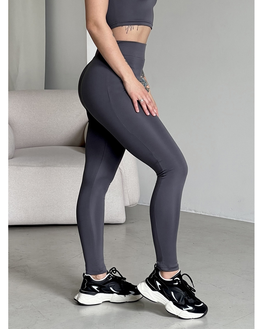 Гладкие лосины с высокой посадкой серые Napoli 600000302