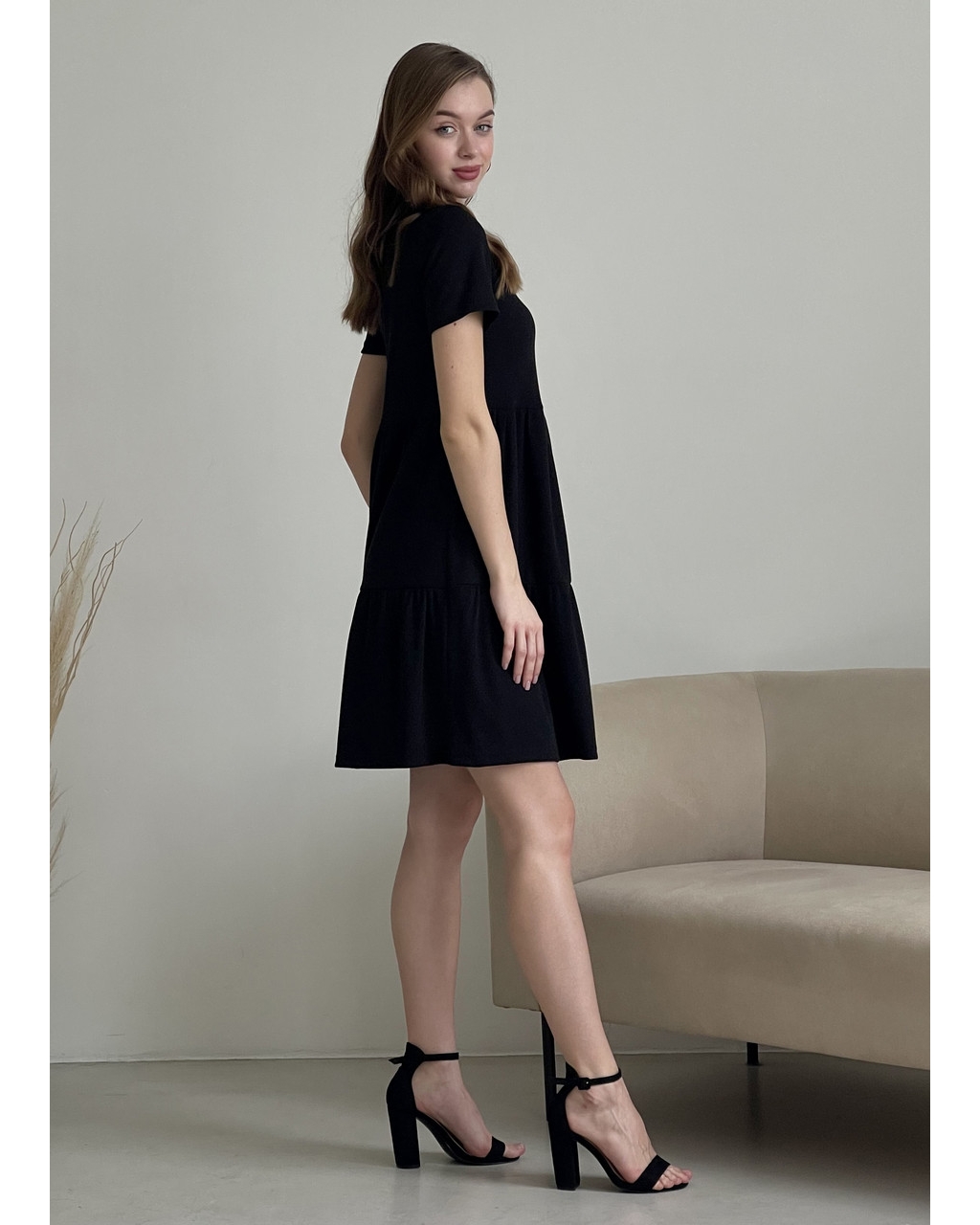 Вільна сукня трапеція міді чорна Makroni 700001221