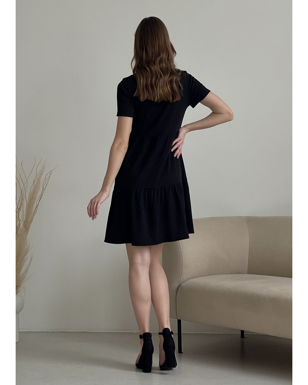 Вільна сукня трапеція міді чорна Makroni 700001221