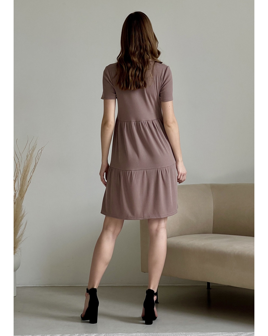 Вільна сукня трапеція міді колір мокко Merlini Марконі 700001224