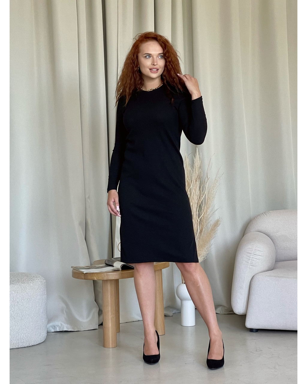 Сукня нижче колін з бічними розрізами чорна Verdi 700001361