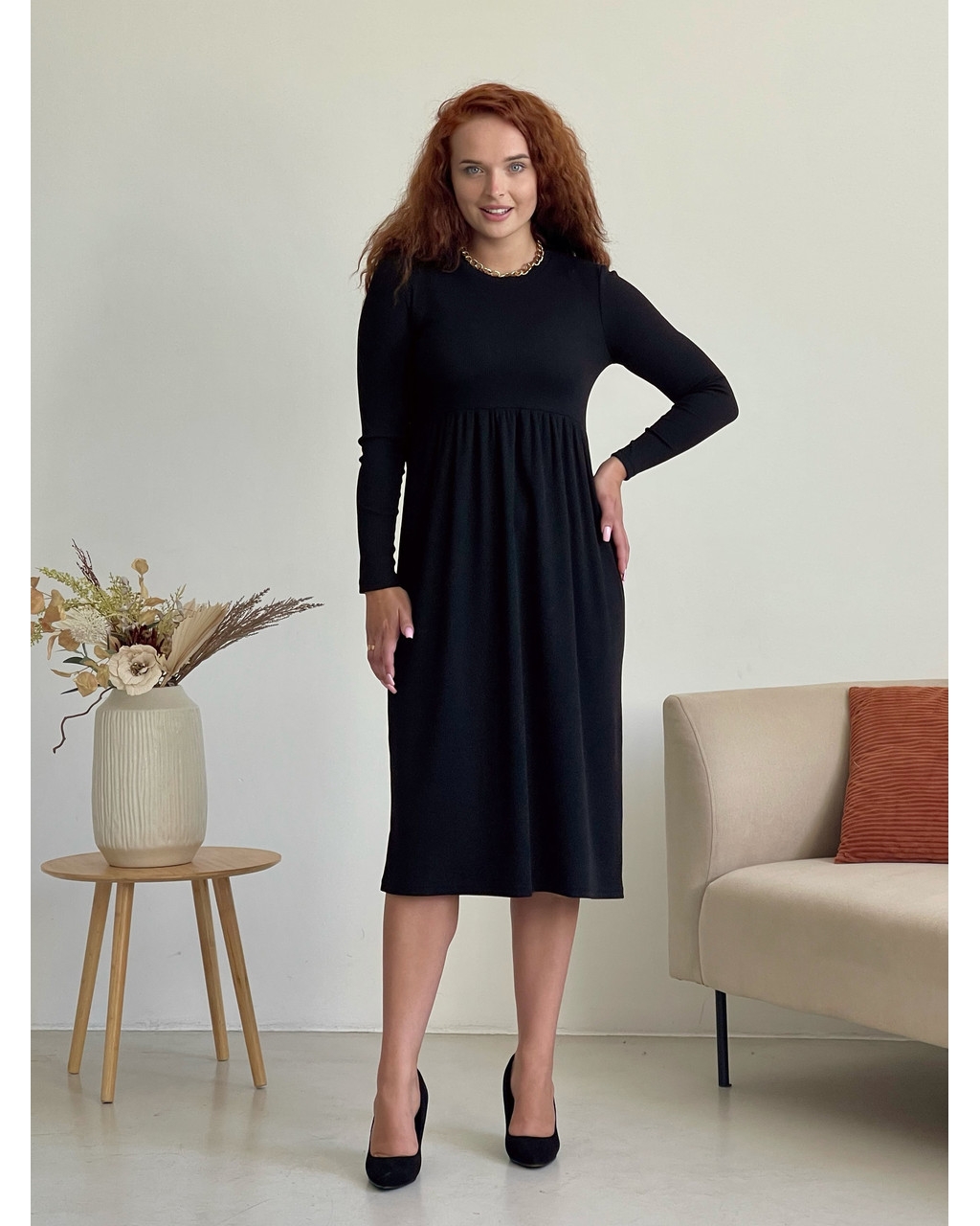 Длинное не обтягивающее платье черное Merlini Донато 700001381