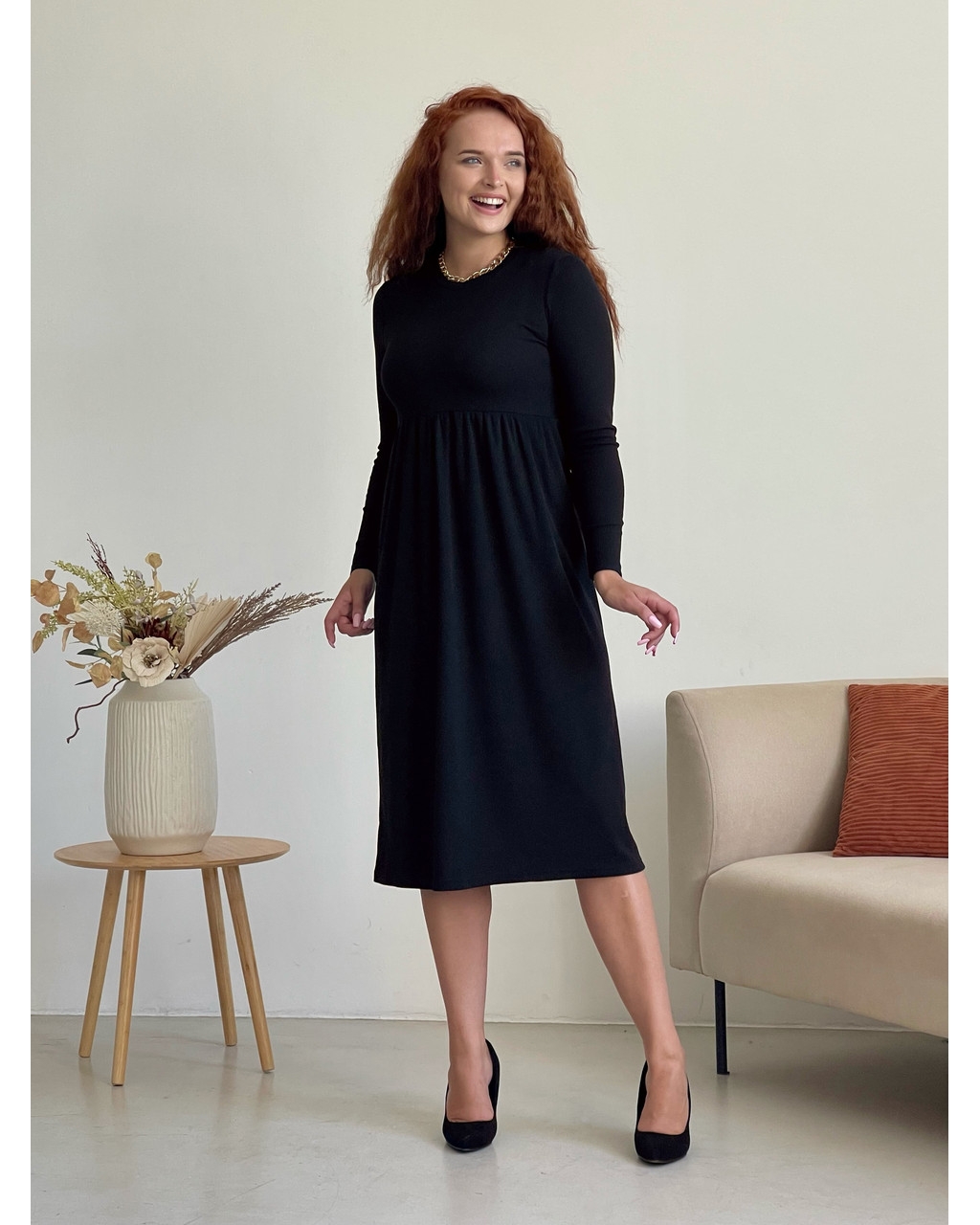 Длинное не обтягивающее платье черное Merlini Донато 700001381