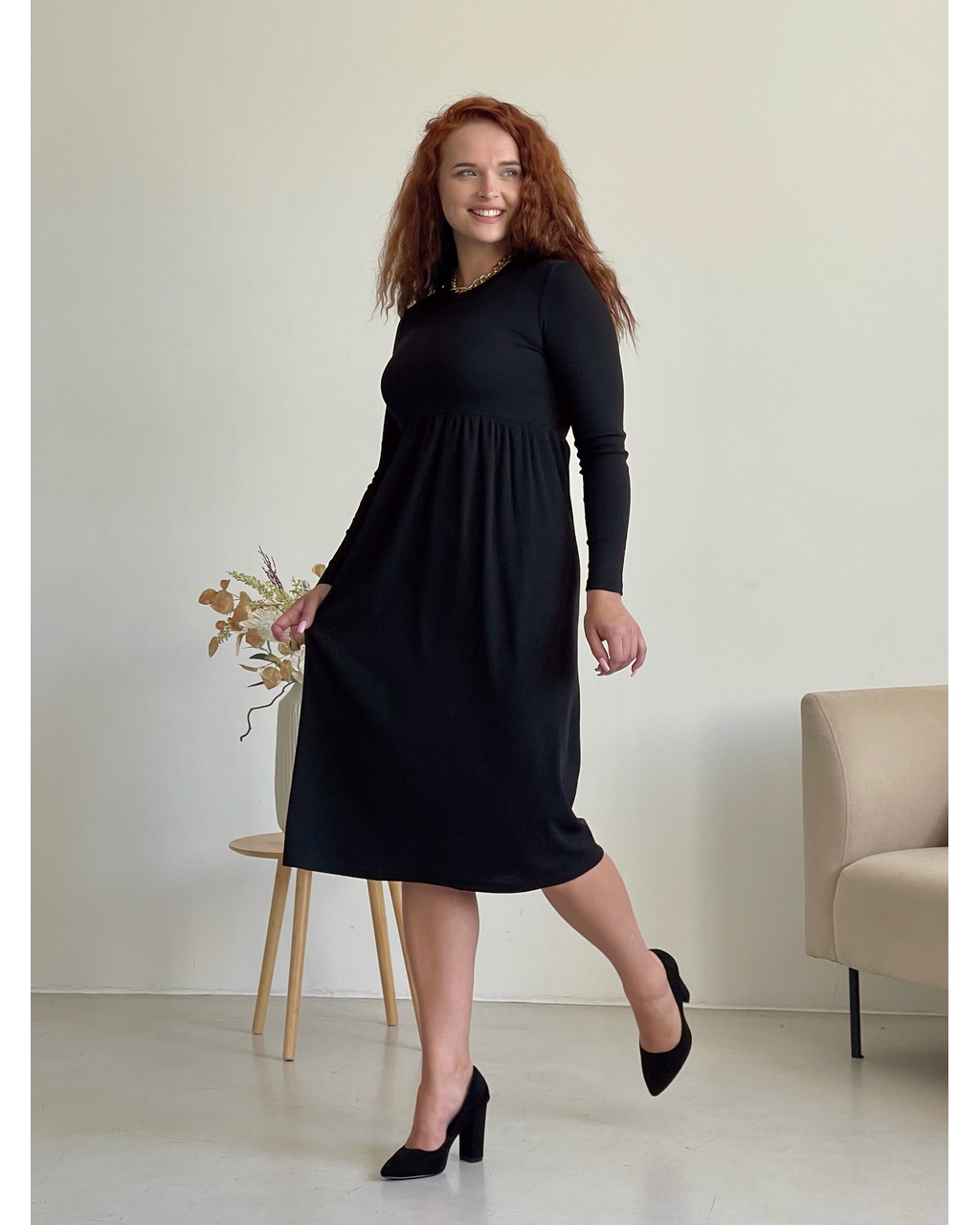 Длинное не обтягивающее платье черное Merlini Донато 700001381