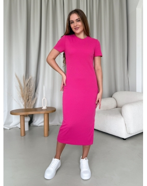 Довга сукня-футболка в рубчик рожева Kasso 700000128