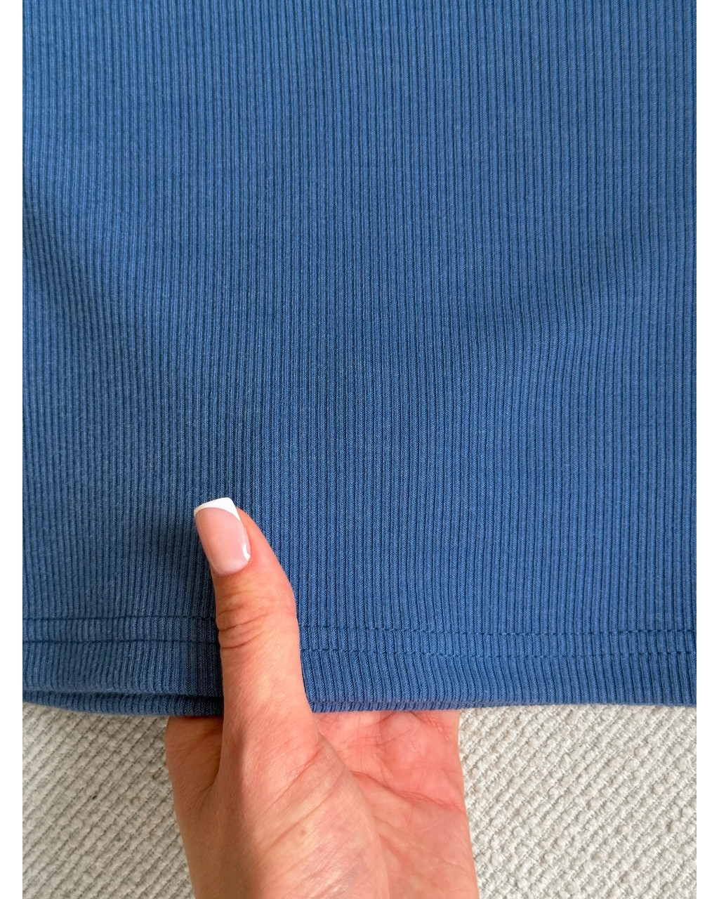 Длинное платье-футболка в рубчик синее Merlini Кассо 700000131