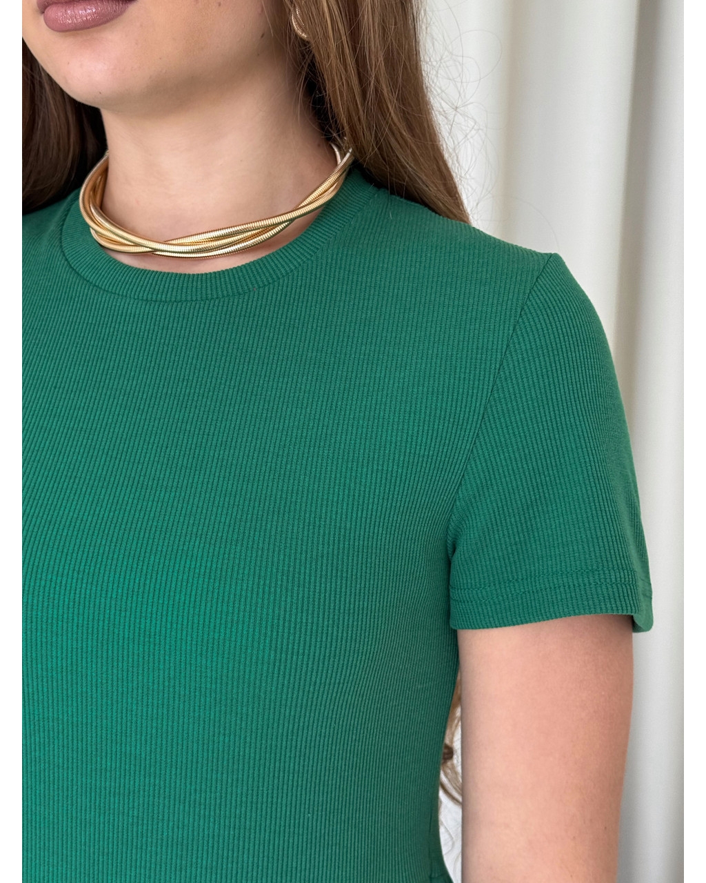 Сукня з вільними стегнами в рубчик зелена Redjo 700001588