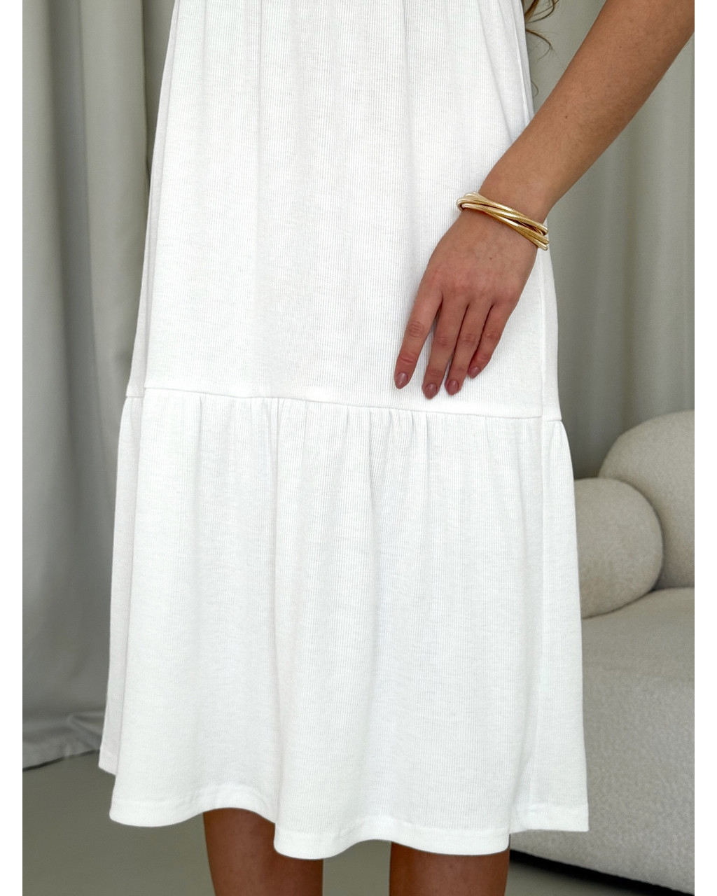 Сукня з вільними стегнами в рубчик біла Merlini Реджо 700001589