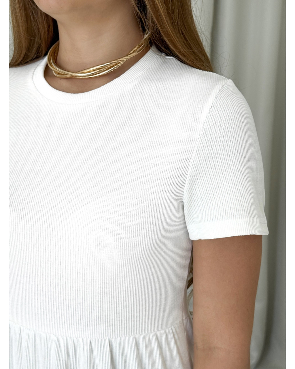 Сукня з вільними стегнами в рубчик біла Merlini Реджо 700001589