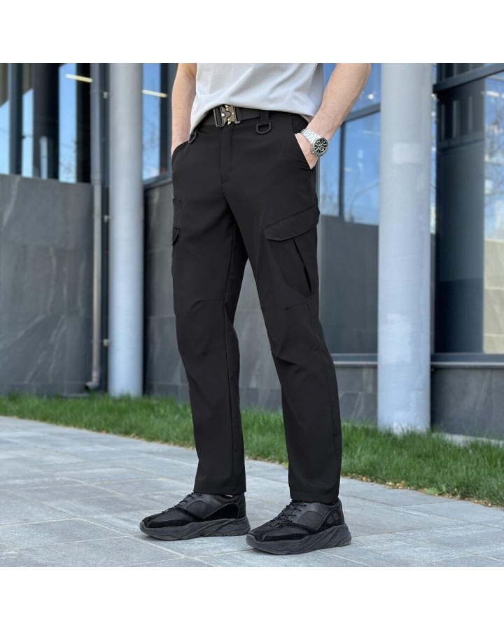 Карго штаны мужские черные Tactical Soft