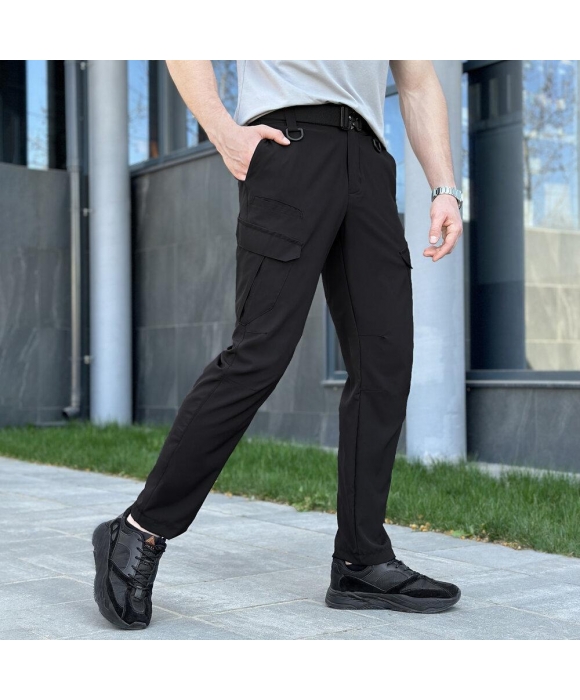 Карго штаны мужские черные Tactical Soft